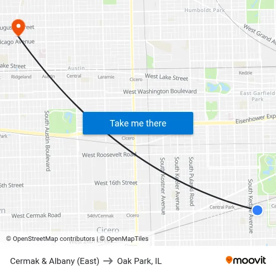 Cermak & Albany (East) to Oak Park, IL map