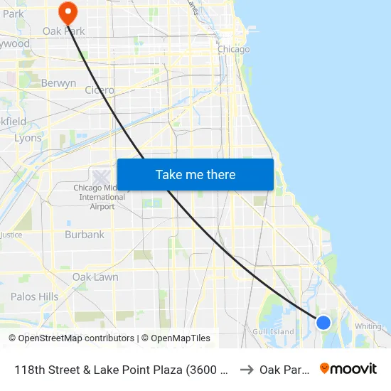 118th Street & Lake Point Plaza (3600 E) (West) to Oak Park, IL map