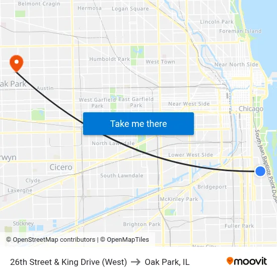 26th Street & King Drive (West) to Oak Park, IL map
