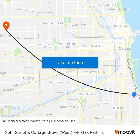 35th Street & Cottage Grove (West) to Oak Park, IL map