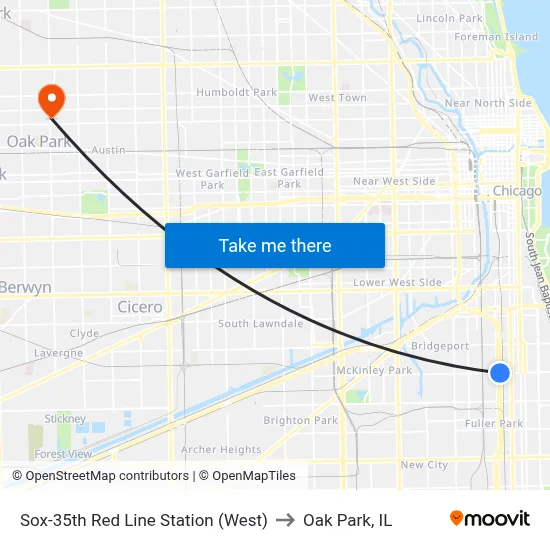 Sox-35th Red Line Station (West) to Oak Park, IL map