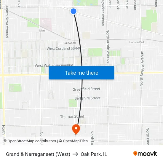 Grand & Narragansett (West) to Oak Park, IL map