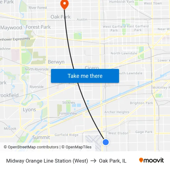 Midway Orange Line Station (West) to Oak Park, IL map