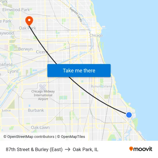 87th Street & Burley (East) to Oak Park, IL map