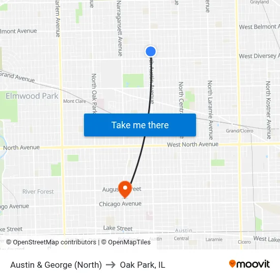 Austin & George (North) to Oak Park, IL map