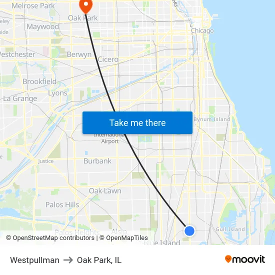 Westpullman to Oak Park, IL map
