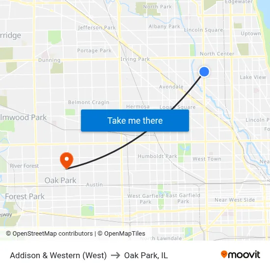 Addison & Western (West) to Oak Park, IL map