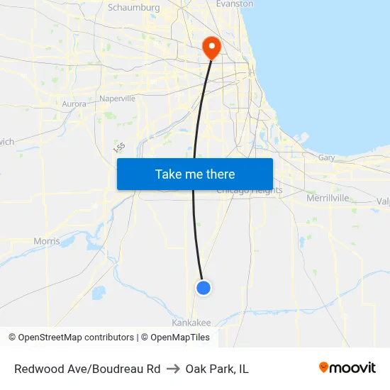 Redwood Ave/Boudreau Rd to Oak Park, IL map