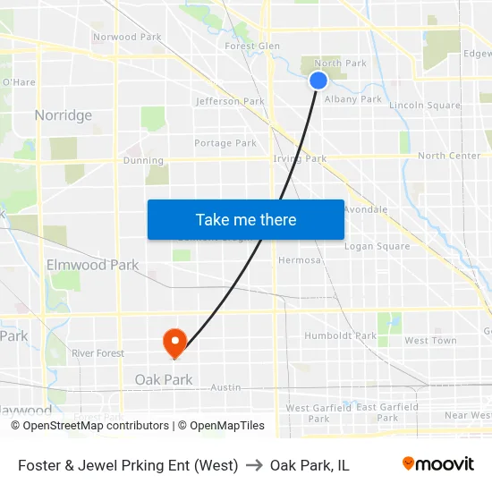 Foster & Jewel Prking Ent (West) to Oak Park, IL map