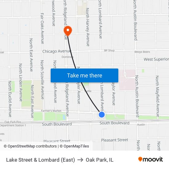 Lake Street & Lombard (East) to Oak Park, IL map