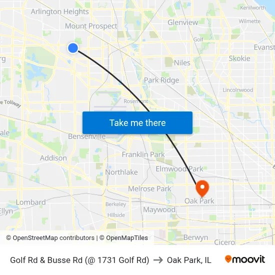 Golf Rd & Busse Rd (@ 1731 Golf Rd) to Oak Park, IL map
