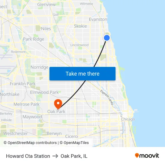 Howard Cta Station to Oak Park, IL map