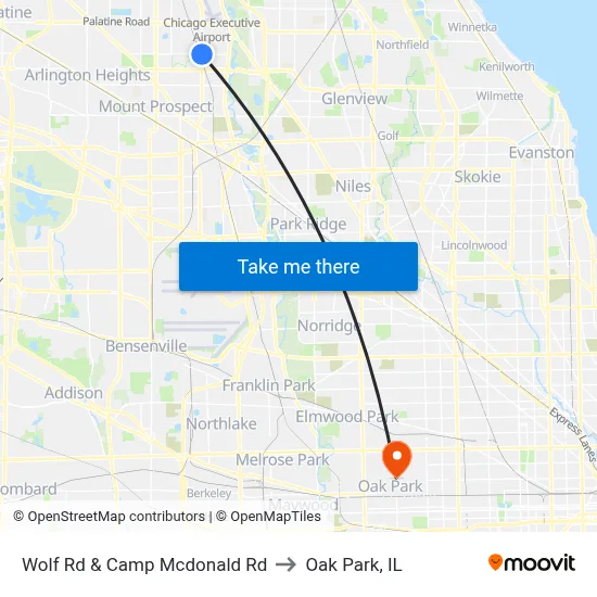 Wolf Rd & Camp Mcdonald Rd to Oak Park, IL map
