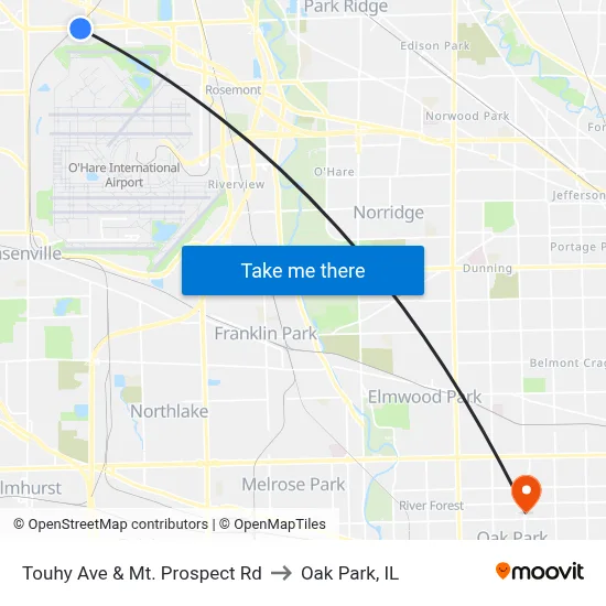 Touhy Ave & Mt. Prospect Rd to Oak Park, IL map
