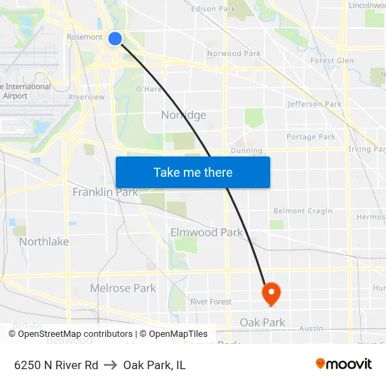 6250 N River Rd to Oak Park, IL map