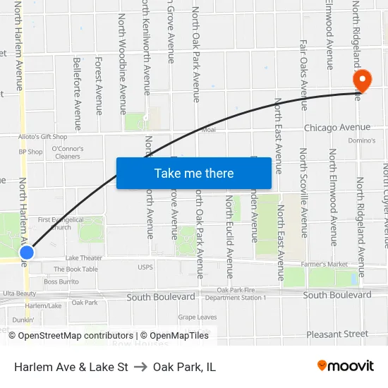 Harlem Ave & Lake St to Oak Park, IL map