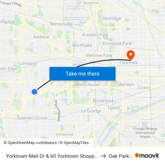 Yorktown Mall Dr & 60 Yorktown Shopping Ctr to Oak Park, IL map