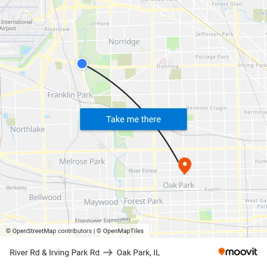 River Rd & Irving Park Rd to Oak Park, IL map