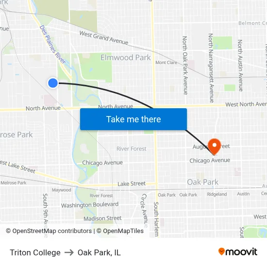 Triton College to Oak Park, IL map