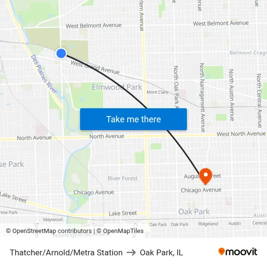 Thatcher/Arnold/Metra Station to Oak Park, IL map
