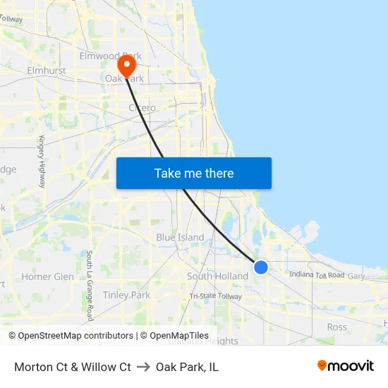 Morton Ct & Willow Ct to Oak Park, IL map