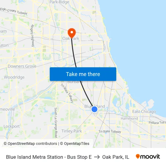Blue Island Metra Station - Bus Stop E to Oak Park, IL map