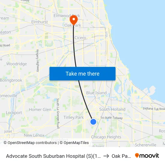 Advocate South Suburban Hospital (S)(17800 Kedzie) to Oak Park, IL map