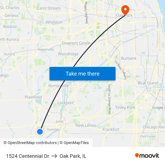 1524 Centennial Dr to Oak Park, IL map