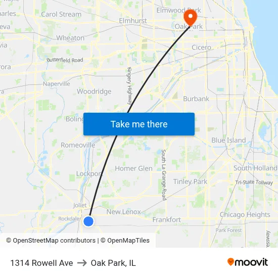 1314 Rowell Ave to Oak Park, IL map