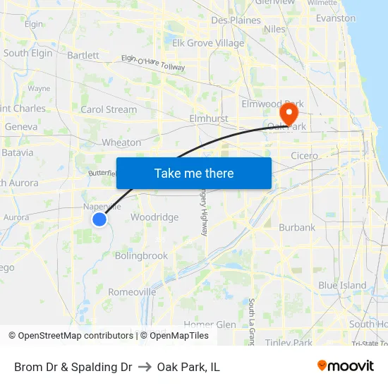 Brom Dr & Spalding Dr to Oak Park, IL map