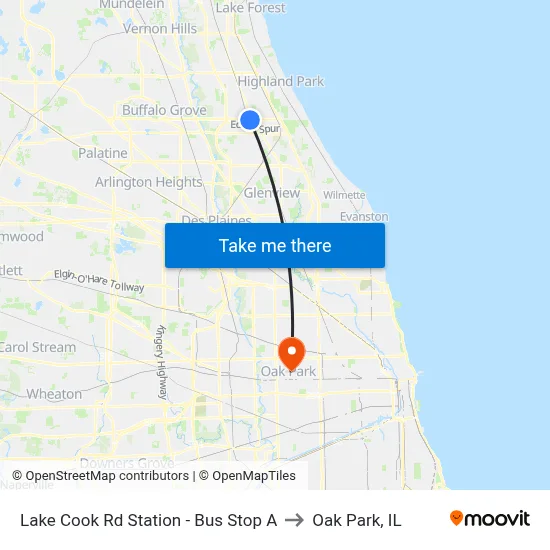 Lake Cook Rd Station - Bus Stop A to Oak Park, IL map