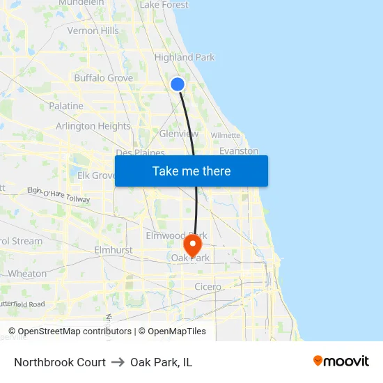 Northbrook Court to Oak Park, IL map