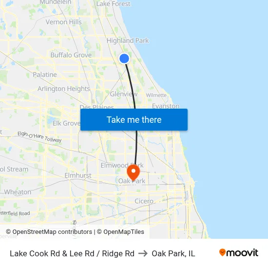 Lake Cook Rd & Lee Rd / Ridge Rd to Oak Park, IL map