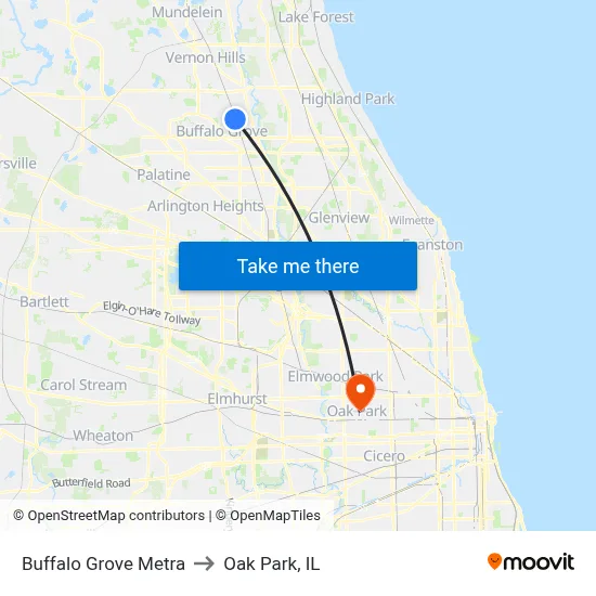 Buffalo Grove Metra to Oak Park, IL map