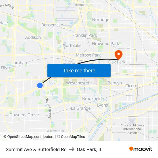 Summit Ave & Butterfield Rd to Oak Park, IL map