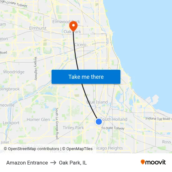 Amazon Entrance to Oak Park, IL map
