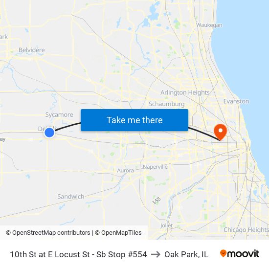 10th St at E Locust St - Sb Stop #554 to Oak Park, IL map