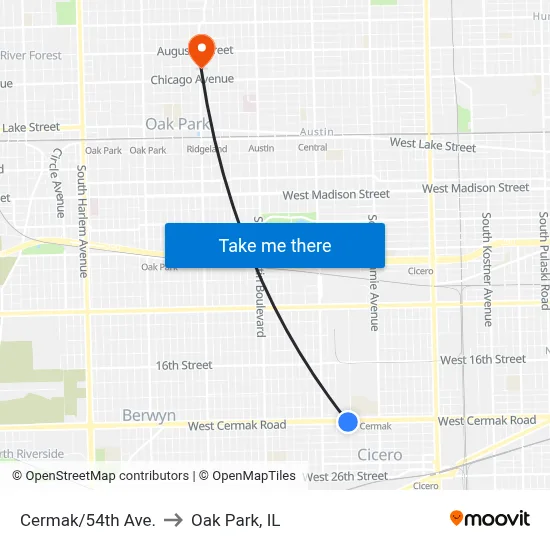 Cermak/54th Ave. to Oak Park, IL map