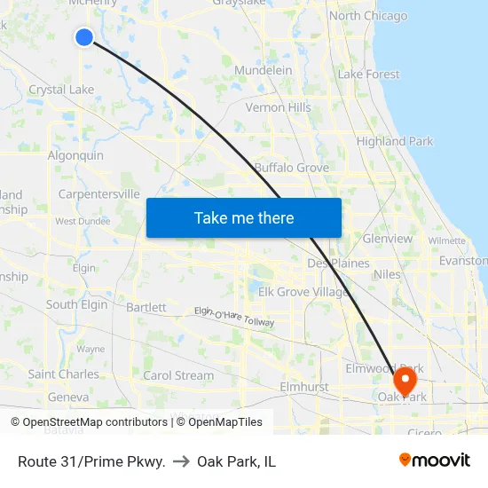 Route 31/Prime Pkwy. to Oak Park, IL map
