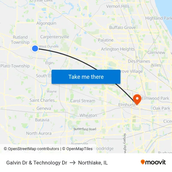 Galvin Dr & Technology Dr to Northlake, IL map
