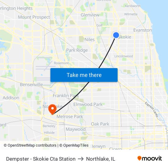 Dempster - Skokie Cta Station to Northlake, IL map