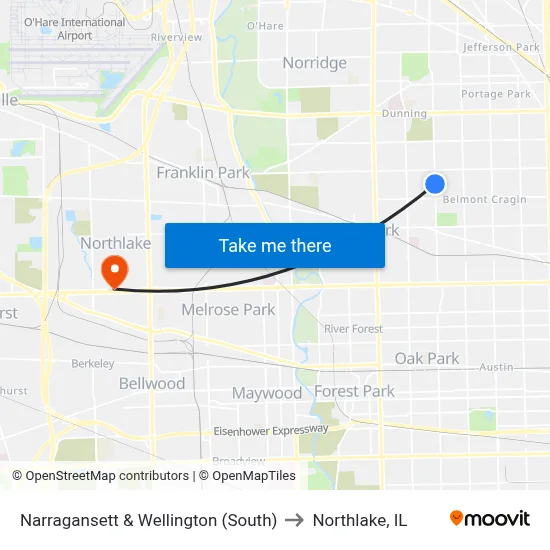 Narragansett & Wellington (South) to Northlake, IL map