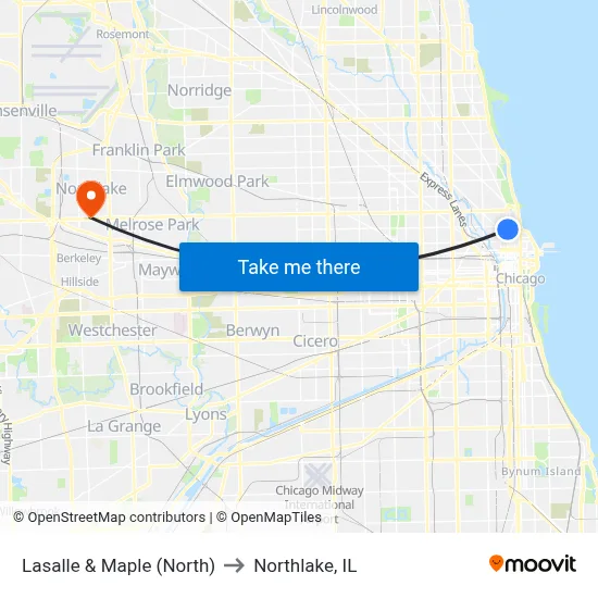 Lasalle & Maple (North) to Northlake, IL map