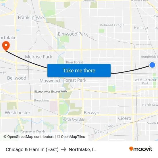 Chicago & Hamlin (East) to Northlake, IL map