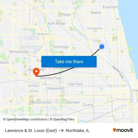 Lawrence & St. Louis (East) to Northlake, IL map