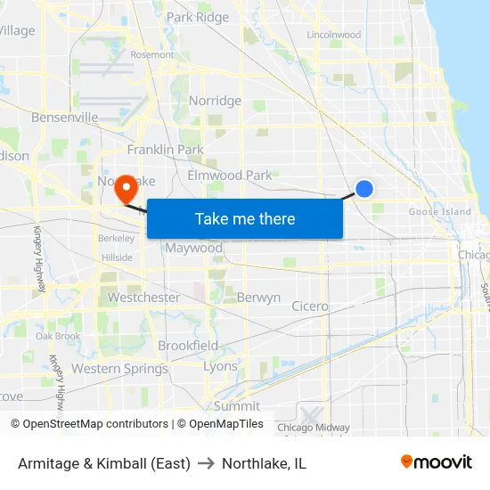 Armitage & Kimball (East) to Northlake, IL map