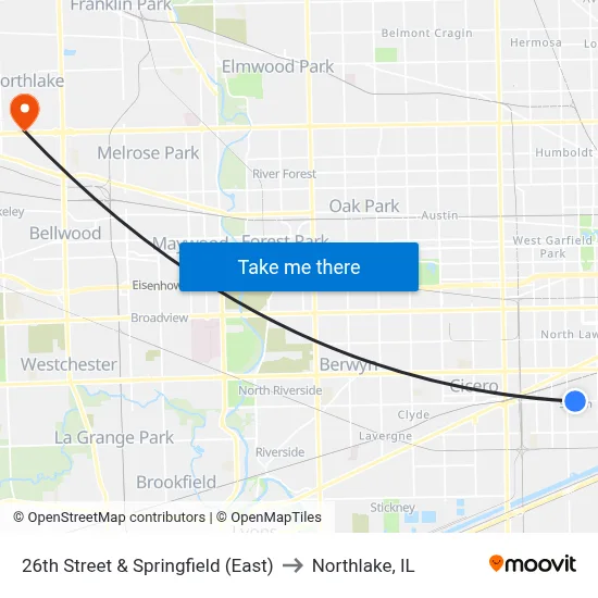 26th Street & Springfield (East) to Northlake, IL map