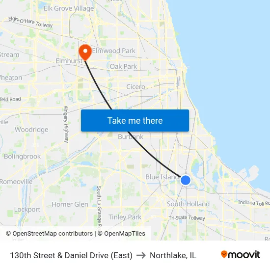 130th Street & Daniel Drive (East) to Northlake, IL map