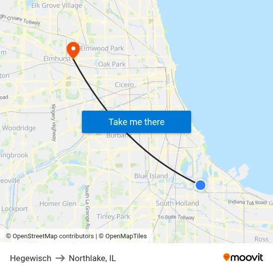 Hegewisch to Northlake, IL map