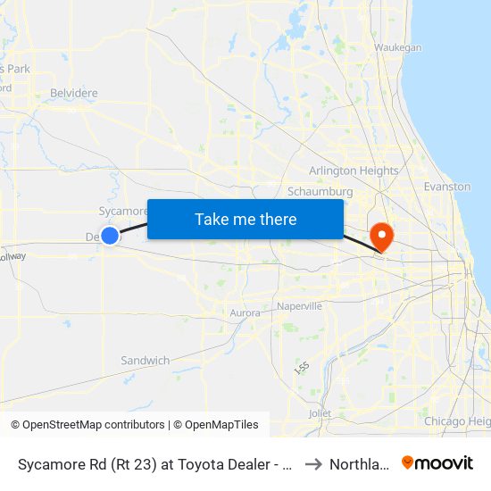 Sycamore Rd (Rt 23) at Toyota Dealer - Nb Stop # 553 to Northlake, IL map